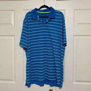 Foundry Polo Men’s Size 3XLT Blue Yellow Striped Short Sleeve